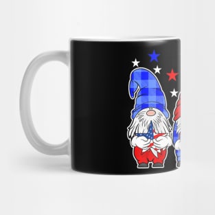 Three Gnomes Holding Amercican Flag 4th Of July Patriotic Mug